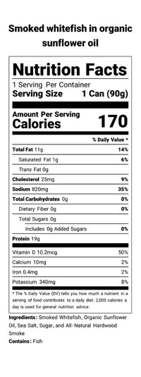 Smoked whitefish in organic sunflower oil